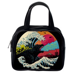 Retro Wave Kaiju Godzilla Japanese Pop Art Style Classic Handbag (one Side) by Modalart