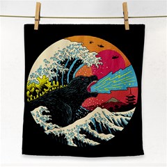 Retro Wave Kaiju Godzilla Japanese Pop Art Style Face Towel by Modalart