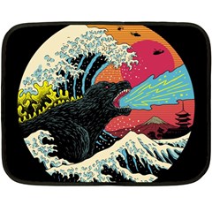 Retro Wave Kaiju Godzilla Japanese Pop Art Style Two Sides Fleece Blanket (mini) by Modalart