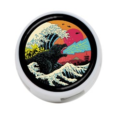 Retro Wave Kaiju Godzilla Japanese Pop Art Style 4-port Usb Hub (two Sides) by Modalart