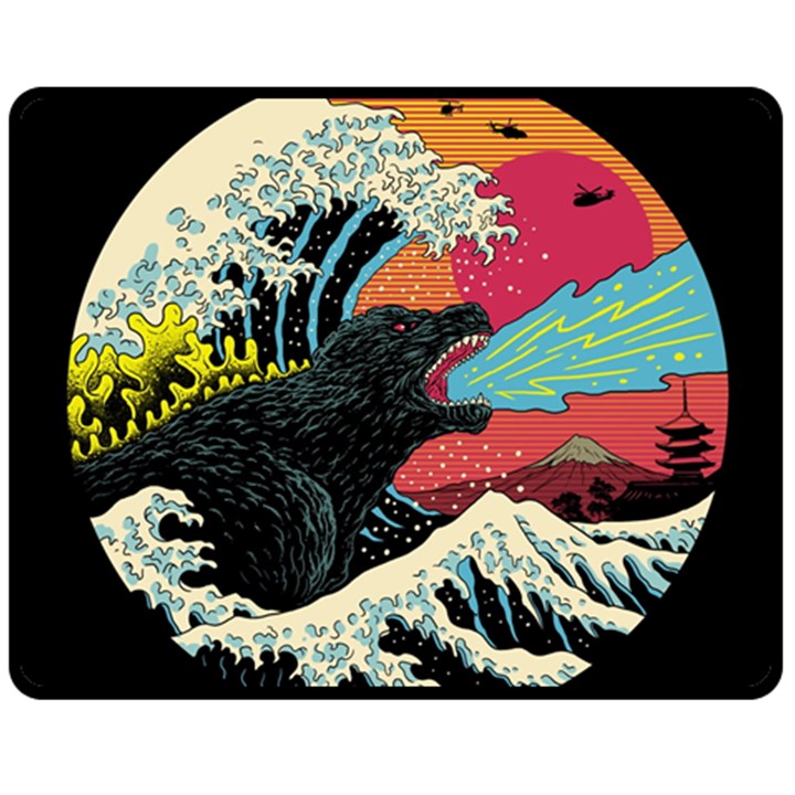 Retro Wave Kaiju Godzilla Japanese Pop Art Style Fleece Blanket (Medium)