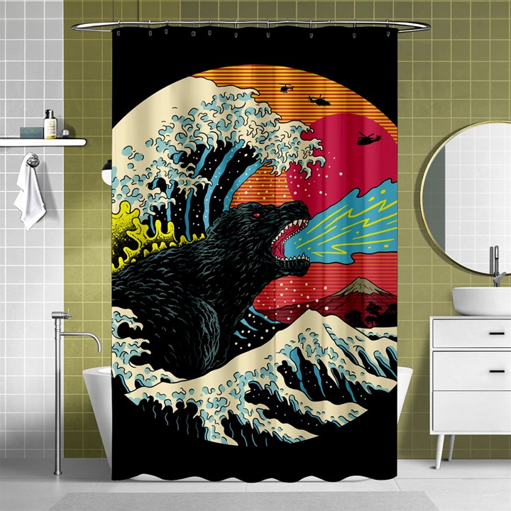 Retro Wave Kaiju Godzilla Japanese Pop Art Style Shower Curtain 48  x 72  (Small) 