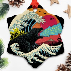 Retro Wave Kaiju Godzilla Japanese Pop Art Style Ornament (snowflake) by Modalart