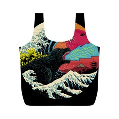 Retro Wave Kaiju Godzilla Japanese Pop Art Style Full Print Recycle Bag (m) by Modalart