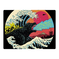 Retro Wave Kaiju Godzilla Japanese Pop Art Style Two Sides Premium Plush Fleece Blanket (mini) by Modalart