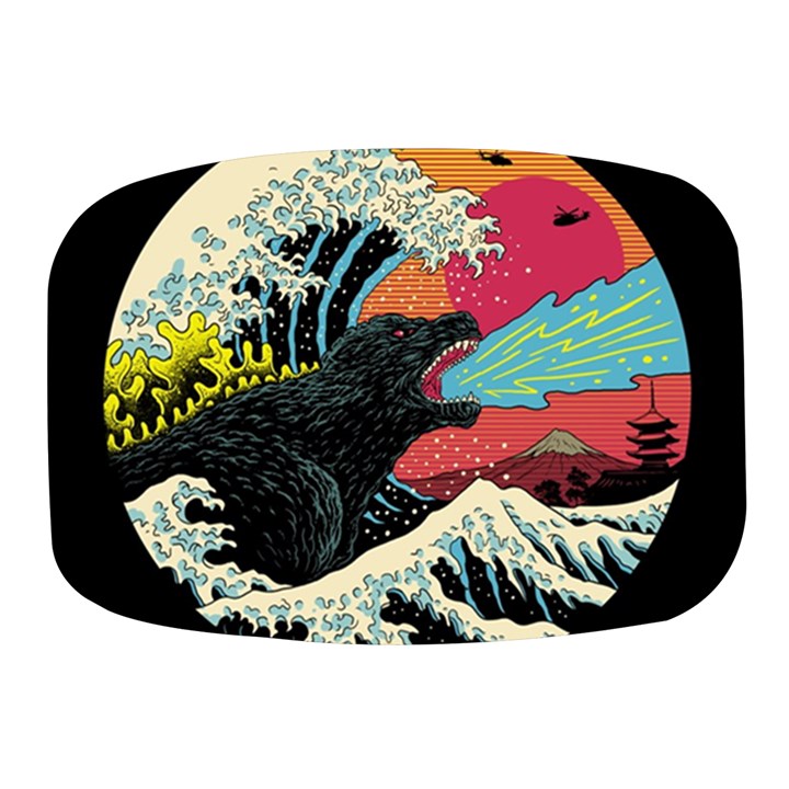 Retro Wave Kaiju Godzilla Japanese Pop Art Style Mini Square Pill Box