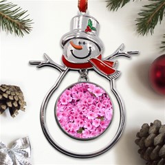 Beautiful Tree Flowers Metal Snowman Ornament