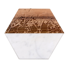 Stainless Structure Collection Marble Wood Coaster (hexagon) 