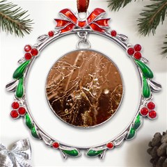 Ice Iced Structure Frozen Frost Metal X mas Wreath Ribbon Ornament by Amaryn4rt