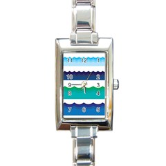 Water Border Water Waves Ocean Sea Rectangle Italian Charm Watch by Amaryn4rt