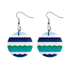 Water Border Water Waves Ocean Sea Mini Button Earrings by Amaryn4rt