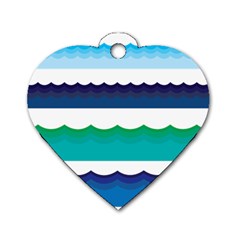 Water Border Water Waves Ocean Sea Dog Tag Heart (one Side)