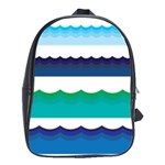 Water Border Water Waves Ocean Sea School Bag (Large) Front