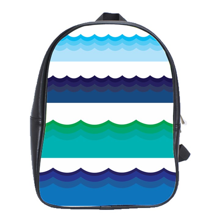 Water Border Water Waves Ocean Sea School Bag (Large)