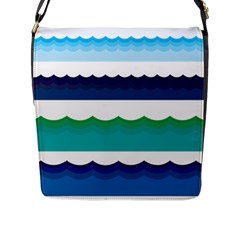 Water Border Water Waves Ocean Sea Flap Closure Messenger Bag (l) by Amaryn4rt