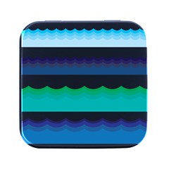 Water Border Water Waves Ocean Sea Square Metal Box (black) by Amaryn4rt