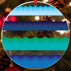 Water Border Water Waves Ocean Sea Uv Print Acrylic Ornament Round