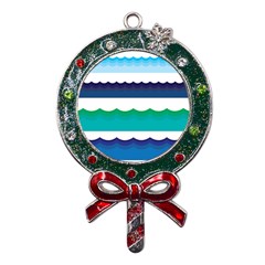 Water Border Water Waves Ocean Sea Metal X mas Lollipop With Crystal Ornament