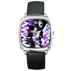 Abstract Canvas Acrylic Digital Design Square Metal Watch by Amaryn4rt