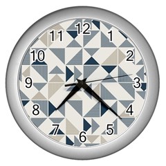 Geometric Triangle Modern Mosaic Wall Clock (silver) by Amaryn4rt