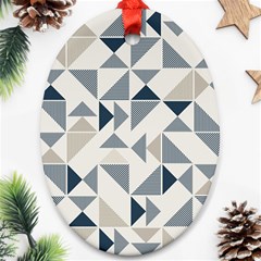 Geometric Triangle Modern Mosaic Oval Ornament (two Sides)