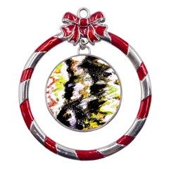 Canvas Acrylic Digital Design Art Metal Red Ribbon Round Ornament