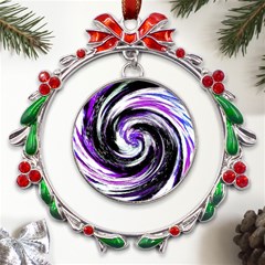 Canvas Acrylic Digital Design Metal X mas Wreath Ribbon Ornament by Amaryn4rt