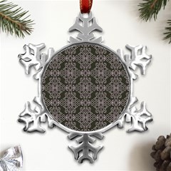 Line Geometry Pattern Geometric Metal Small Snowflake Ornament by Amaryn4rt