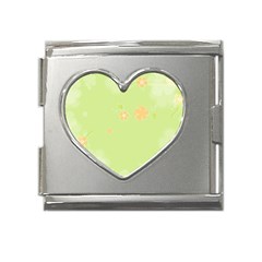 Aniseed Green Vintage Background Mega Link Heart Italian Charm (18mm) by Amaryn4rt