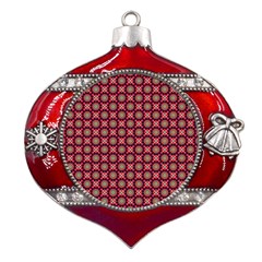 Kaleidoscope Seamless Pattern Metal Snowflake And Bell Red Ornament by Ravend