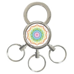 Mandala Pattern Rainbow Pride 3-ring Key Chain by Ravend