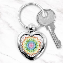 Mandala Pattern Rainbow Pride Key Chain (heart) by Ravend