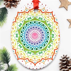 Mandala Pattern Rainbow Pride Oval Ornament (two Sides) by Ravend