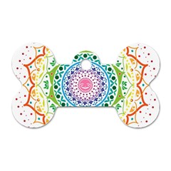 Mandala Pattern Rainbow Pride Dog Tag Bone (two Sides) by Ravend