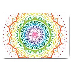 Mandala Pattern Rainbow Pride Large Doormat by Ravend