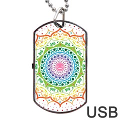 Mandala Pattern Rainbow Pride Dog Tag Usb Flash (one Side) by Ravend