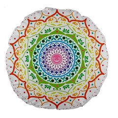 Mandala Pattern Rainbow Pride Large 18  Premium Round Cushions by Ravend