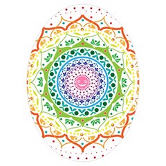 Mandala Pattern Rainbow Pride Uv Print Acrylic Ornament Oval by Ravend