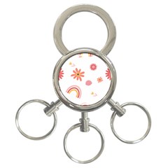 Seamless Pattern Flowers Rainbow 3-ring Key Chain by Ravend