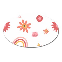 Seamless Pattern Flowers Rainbow Oval Magnet by Ravend