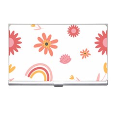 Seamless Pattern Flowers Rainbow Business Card Holder by Ravend