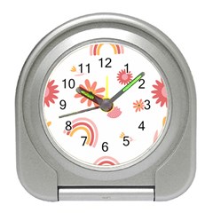 Seamless Pattern Flowers Rainbow Travel Alarm Clock by Ravend