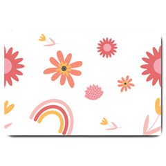 Seamless Pattern Flowers Rainbow Large Doormat by Ravend