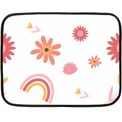 Seamless Pattern Flowers Rainbow Two Sides Fleece Blanket (mini) by Ravend