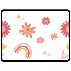 Seamless Pattern Flowers Rainbow Fleece Blanket (large) by Ravend