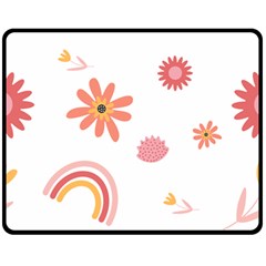 Seamless Pattern Flowers Rainbow Fleece Blanket (medium) by Ravend