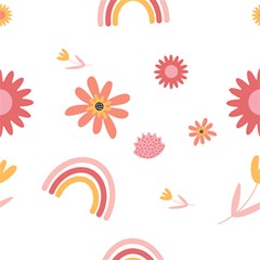 Seamless Pattern Flowers Rainbow Play Mat (rectangle) by Ravend