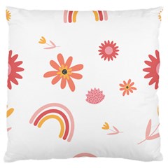 Seamless Pattern Flowers Rainbow Large Premium Plush Fleece Cushion Case (one Side) by Ravend