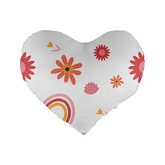 Seamless Pattern Flowers Rainbow Standard 16  Premium Flano Heart Shape Cushions by Ravend