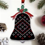 Pattern Abstract Design Art Metal Holly Leaf Bell Ornament Front